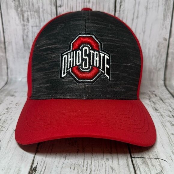 Ohio State Buckeyes NCAA Scarlet & Gray Heathered Pepper M/L Flexfit Cap - Picture 1 of 8